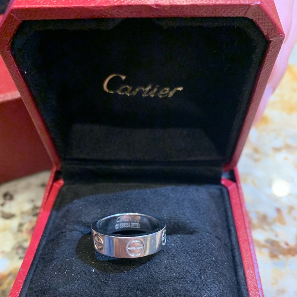 Cartier White Gold 18K Love Ring - Size 8